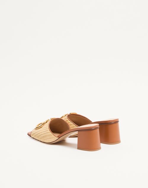 Valentino Garavani - Vlogo Signature Slide Sandal In Raffia 60mm - Beige - Woman - Sandals